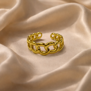 Studio-style image showcasing Baan ring against a neutral, elegant backdrop