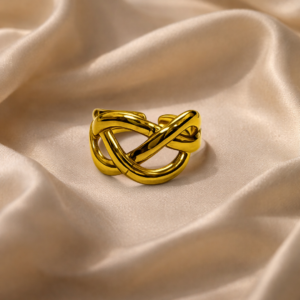 Studio-style image showcasing Aadi ring against a neutral, elegant backdrop