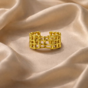 Studio-style image showcasing Jaal ring against a neutral, elegant backdrop